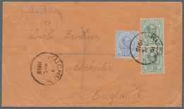 Malaiische Staaten - Sarawak: 1915, 10c Blue And 2c Green Vertical Pair Mixed Franking On Letter Fro - Other & Unclassified