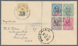 Malaiische Staaten - Sarawak: 1917, 1c Blue/red, 3c Lilac, 4c Carmine-rose, 8c Yellow/black And 2c G - Sonstige & Ohne Zuordnung