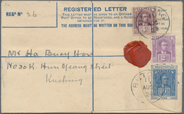 Malaiische Staaten - Sarawak: 1924 BETONG: Postal Stationery Registered Envelope 10c., Uprated 4c. A - Autres & Non Classés