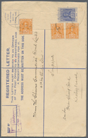 Malaiische Staaten - Sarawak: 1925, 12c Blue Postal Stationery Cover With Additional Franking Three - Sonstige & Ohne Zuordnung