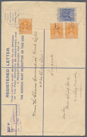 Malaiische Staaten - Sarawak: 1925, 12c Blue Postal Stationery Cover With Additional Franking Three - Other & Unclassified