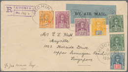 Malaiische Staaten - Sarawak: 1930 Registered Airmail Cover From Kuching To Singapore Franked By Sev - Autres & Non Classés