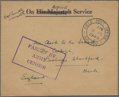 Malaiische Staaten - Selangor: 1940 Stampless O.A.S. Cover To England Cancelled By "FIELD POST OFFIC - Selangor