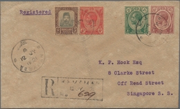 Malaiische Staaten - Trengganu: 1921 Registered Cover From Kemaman To Singapur Franked By Trengganu - Trengganu