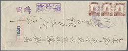 Mandschuko (Manchuko): 1934/42, Covers (3): 3 F. (horizontal Strip-3) Tied Prt Faint LCD "Harbin" To - 1932-45  Mandschurei (Mandschukuo)