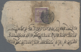Nepal: 1881. 2 Annas Bright Purple, Pin Perforated, Scarce First Issue Stamp On Cover Used From Hanu - Népal
