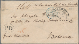 Niederländisch-Indien: 1854, Incomming Mail: Full Paid Fresh Stampless Envelope With Taxation "25" ( - Indes Néerlandaises