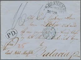 Niederländisch-Indien: 1854, Incomming Mail: Full Paid Fresh Stampless Folded Entire Letter With Tax - Netherlands Indies