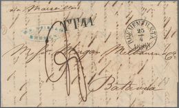 Niederländisch-Indien: 1867, Incomming Mail: Full Paid Fresh Stampless Folded Entire Letter With Tax - Indes Néerlandaises