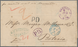 Niederländisch-Indien: 1867, Incomming Mail: Full Paid Fresh Stampless Folded Entire Letter Taxed "2 - Nederlands-Indië