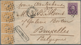 Niederländisch-Indien: 1876 King Wilhelm III. 2½c. Yellow Strip Of Four Used On 1878 Registered Post - Nederlands-Indië