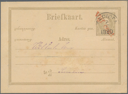 Niederländisch-Indien: 1878 (ca.), Moquette Surcharges: "Vijf Cent" In Red On Stationery Card Willem - Nederlands-Indië