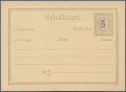 Niederländisch-Indien: 1879 (ca.), Blue "5" Surcharge On Card Willem 12 1/2 C. Grey, Probably Moquet - Nederlands-Indië