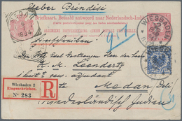 Niederländisch-Indien: 1888-91 Postal Stationery Reply Part Of 7½+7½ Double Card Used REGISTERED BAC - Niederländisch-Indien