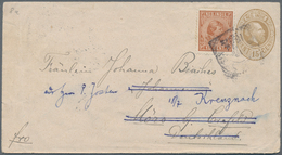 Niederländisch-Indien: 1896, Two Stationery Envelopes: Oval 12½ C Grey Uprated 12½ C And 15 C Occre - Nederlands-Indië