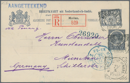 Niederländisch-Indien: 1906, Stationery Card 7 1/2 C. Grey Uprated 10 C. Grey Tied "MEDAN 29 8 1906" - Niederländisch-Indien