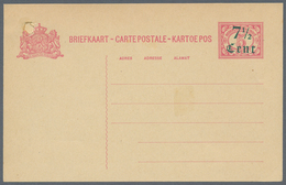 Niederländisch-Indien: 1912 (ca.), 7 1/2 Cent, Two-line Green Surcharge Essay On Stationery Card 5 C - Nederlands-Indië