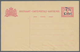 Niederländisch-Indien: 1912 (ca.), 7 1/2 Cent, Two-line Blue Surcharge Essay On Stationery Card 5 C. - Netherlands Indies