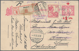 Niederländisch-Indien: 1915 Red Cross Postal Stationery Card 5(+5)c. Used Registered From Medan To L - Nederlands-Indië