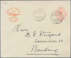 Niederländisch-Indien: 1931, Two Stationery Airmail-envelopes: Octagon 12½ C Orange-red With Differe - Niederländisch-Indien