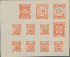 Nordborneo: 1883 (ca.): Composite Colour Trials Of 11 Values (as Issued/unissed) With ½c., 1c., 2c., - Bornéo Du Nord (...-1963)