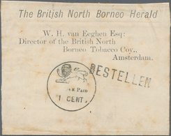 Nordborneo: 1892-99 'LION & "POSTAGE PAID/1 CENT."' C.d.s. In Black (Proud PD2) On Printed Wrapper F - Bornéo Du Nord (...-1963)