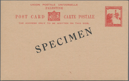 Palästina: 1927, 7 M Red Postal Stationery Card With Overprint "SPECIMEN" And Only With English Insc - Palestine