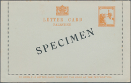 Palästina: 1927, 5 M Orange Postal Stationery Letter Card With Overprint "SPECIMEN" And Only With En - Palestine