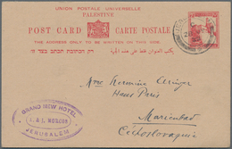 Palästina: 1928/1929, Three Stationery Cards: 4m. Rose And 7m. Red, Both Unused And With Relating Ha - Palestina