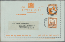 Palästina: 1929, Letter Card 5m. Yellow-orange Uprated By 8m. Bistre Used From "JERUSALEM 27 OC 29" - Palestine