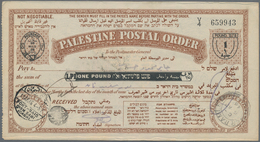 Palästina: 1946 Commercially Used Postal Stationery Money Order 1 Pound Black On Lightbrown/cream Ba - Palestine