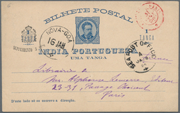 Portugiesisch-Indien: 1896, 1 Tanga Stationery Card Sent From "NOVA-GOA" Via "SEA POST OFFICE A" To - Portugees-Indië