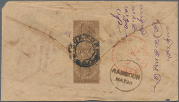 Singapur: 1885 Cover From Singapore To Rangoon, Burma Franked On The Reverse By Straits 4c. Brown Ve - Singapour (...-1959)