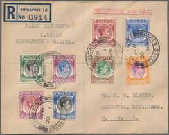 Singapur: 1948 (1st Oct.): First Day Cover Of The Eight KGVI. Stamps Issued On 1st Oct. 1948, From 8 - Singapour (...-1959)