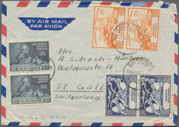 Singapur: 1949-50 Four Airmail Envelopes From Singapore To St. Gallen, Switzerland Including Three R - Singapur (...-1959)