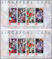 Singapur: 2000, Singapore. MILLENNIUM. The Set's Souvenir Sheet In An Uncut Vertical Block Pair. Min - Singapur (...-1959)