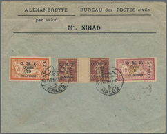 Syrien: 1921, "O.M.F." 1 Pia Brown Gutter-pair, 5 Pia And 10 Pia Overprint Stamps On Letter With HAL - Siria