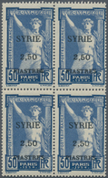 Syrien: 1924, 50 C Green To 2,50 Pia. Blue In Blocks Of Four Mint Never Hinged (880.- For *) - Syrien