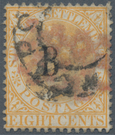 Thailand: 1882: British P.O In Siam (Bangkok) 8c Orange Of Straits Settlements Overprinted „B“ With - Thaïlande