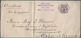 Thailand: 1887, 24 A. Tied "BANGKOK2 20 1 91" To Cover Endorsed "Via Singapore" To Vienna/Austria, O - Thaïlande