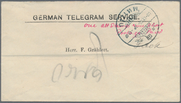 Thailand: 1907: Printed "German Telegram Service" Envelope Used In Bangkok Locally, With Red Note "O - Thaïlande
