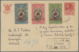 Thailand: 1939, 10 STC Red Postal Stationery Cover With Additional Franking 1 B Blue, 2 B Red And 3 - Thailand