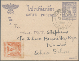 Thailand - Besetzung Malaiischer Gebiete: 1943 Postal Stationery Card 4c. Purple Used Alor Star, Ked - Thailand