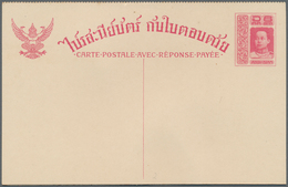 Thailand - Ganzsachen: 1913 Postal Stationery Double Card 6+6 Stg Deep Rose On White, Unused, With F - Tailandia