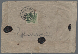 Tibet: 1933, 4 T. Olive Imperf., A Deeply Inked Copy Tied "LASA" To Reverse Of Registered Inland Cov - Asia (Other)