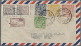 Tibet: 1950, 1/2 T.-4 T. Shining Printing Set Tied "GHUSHU P.O." To Incoming Air Mail Envelope From - Autres - Asie
