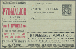 Thematik: Anzeigenganzsachen / Advertising Postal Stationery: 1899, France. Advertising Postcard 10c - Ohne Zuordnung