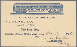 Thematik: Eisenbahn / Railway: 1905, Canada. Private Postcard 1c QV "Order Of Railway Conductors". O - Trains