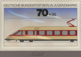 Thematik: Eisenbahn / Railway: 1975, Bund, Fast Identischer Künstlerentwurf (27x16,5) Von Prof. H.Sc - Eisenbahnen