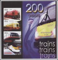 Thematik: Eisenbahn / Railway: 2004, MICRONESIA: Bicentenary Of Steam Locomotives Complete Set Of Tw - Trains